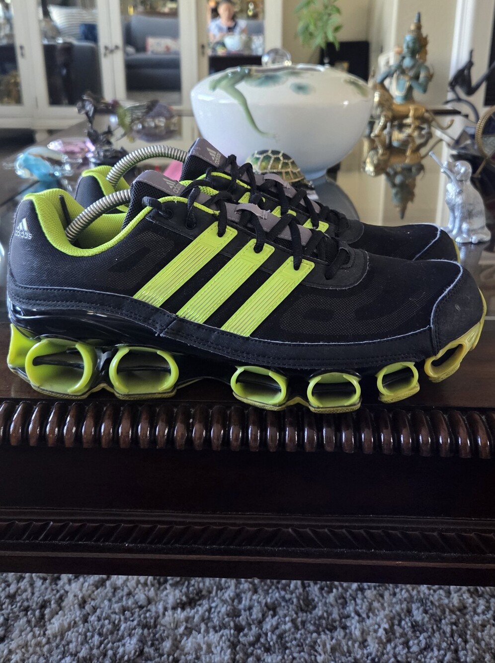 Adidas Bounce Men’s Black & Neon Green Running Shoes